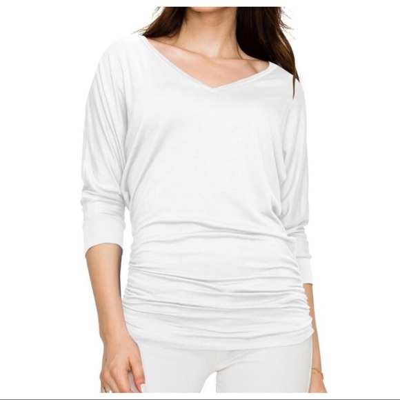 PLUS SIZE 3/4 DOLMAN SLEEVES shirring TUNIC TOP - Picture 2 of 3